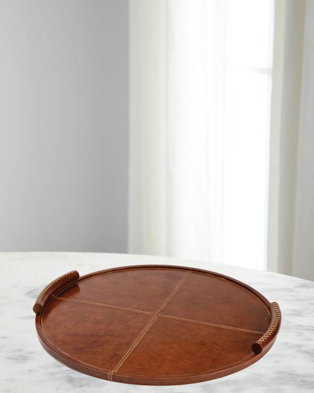 Forte Leather Round Tray, Large
